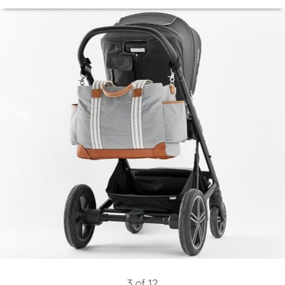 Pottery Barn Kids Classic Diaper Bag Navy Blue with Leather Trim Monogram C - Picture 15 of 15